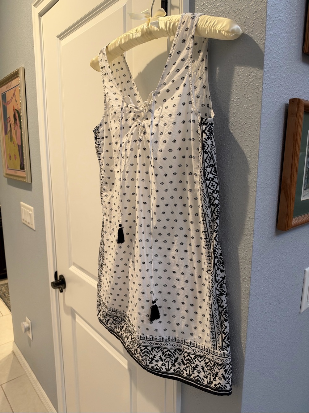 Vineyard Vines Lightweight White & Black Printed Dress